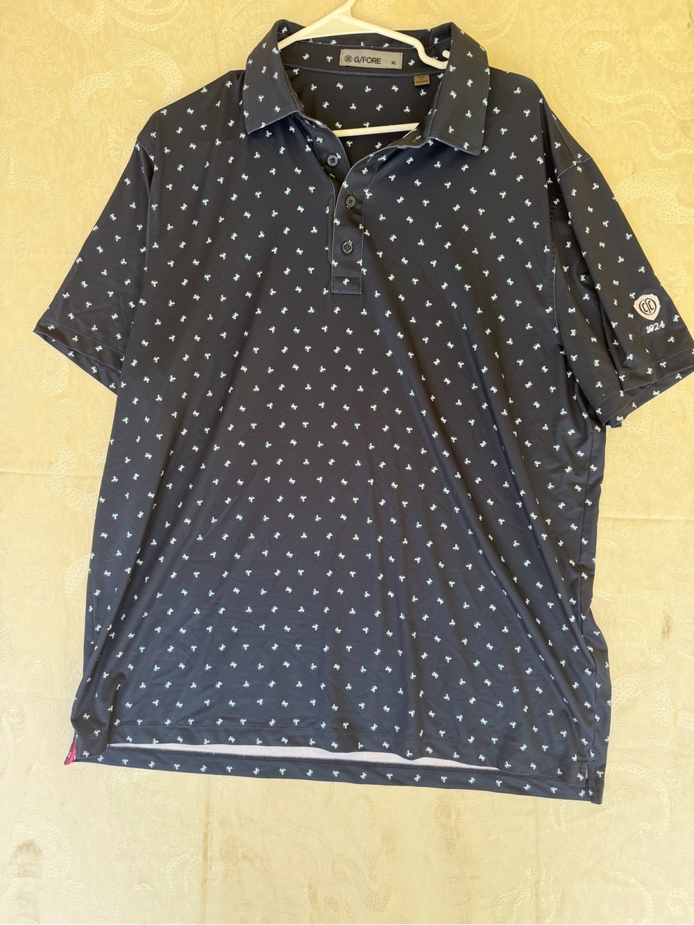 G/FORE Navy Polo with Light Blue Micro Motif